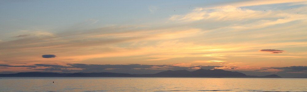 The Island of Arran at sunrise from Skipness