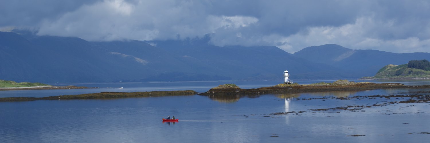 Appin lighthouse on the shore of Loch Linnhe